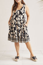 Tribal  Spring/Summer 2024-1340V-3457-Printed Sleeveless Dress-French Oak - The Coach Pyramids