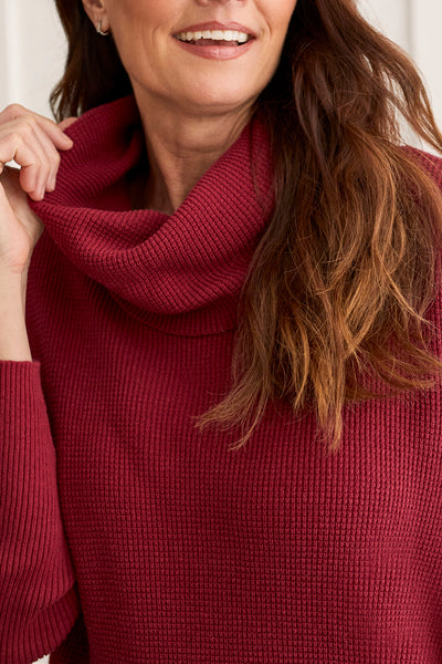 Red cowl neck hot sale sweater