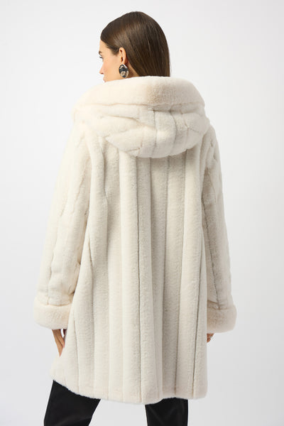 Joseph Ribkoff S Reversible Faux Fur Hooded Coat Vanilla 214913 1761