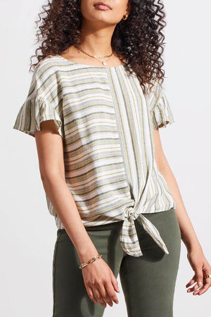 Tribal  Spring/Summer 2024-7710O-4400-Front Tie Blouse-Cactus - The Coach Pyramids