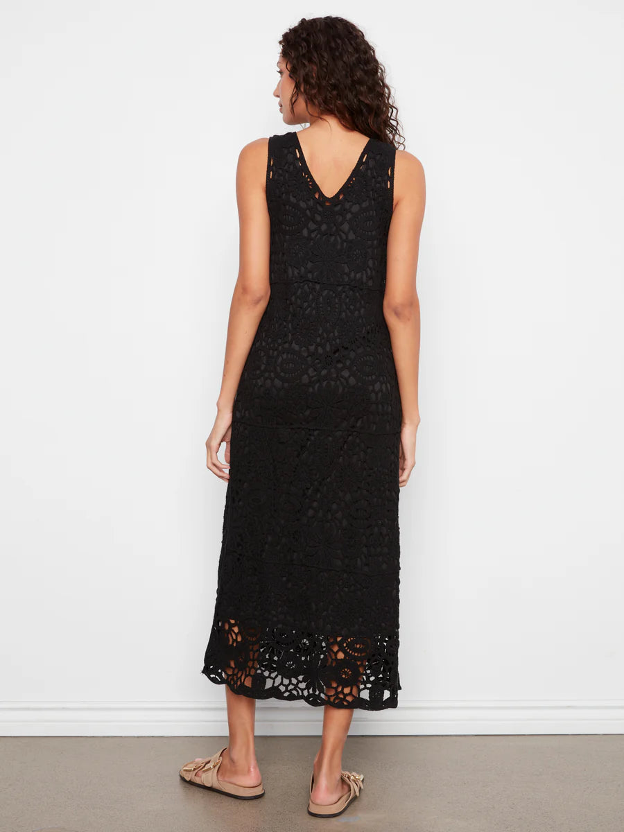 Charlie B Sleeveless Crochet Maxi Dress Black / M