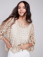 Charlie B Spring/Summer 2024-C4545-883B-Flower Embroidery Blouse-Gold - The Coach Pyramids