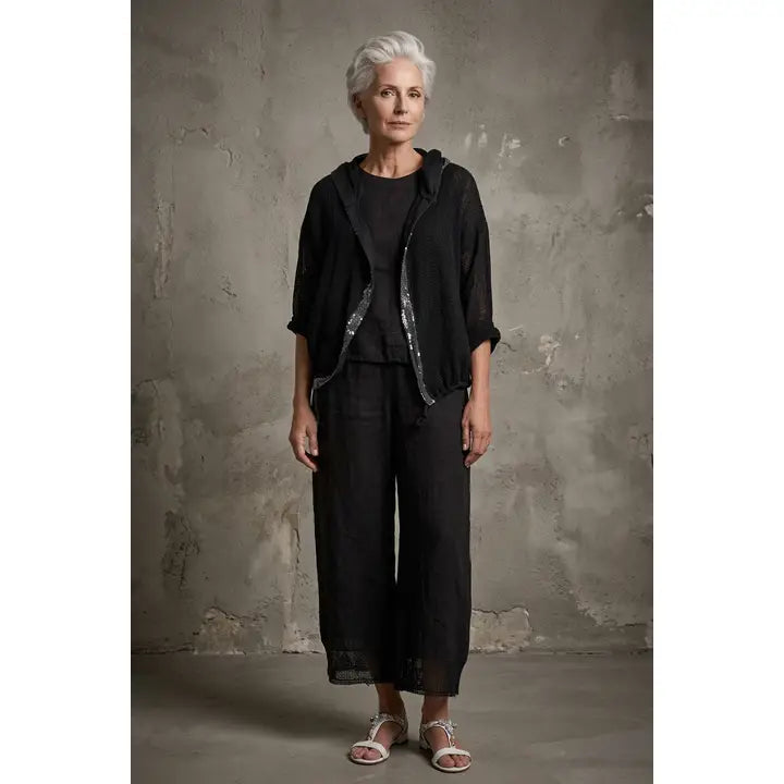 Linen Luv-TP1709-74-French Top Blouse-Nero - The Coach Pyramids