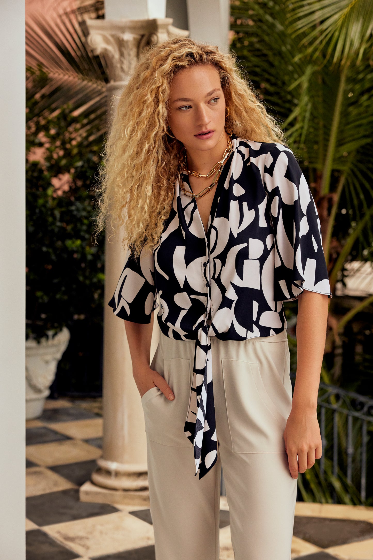 Joseph Ribkoff Spring  2024 -241098-Blouse-Black/Moonstone - The Coach Pyramids