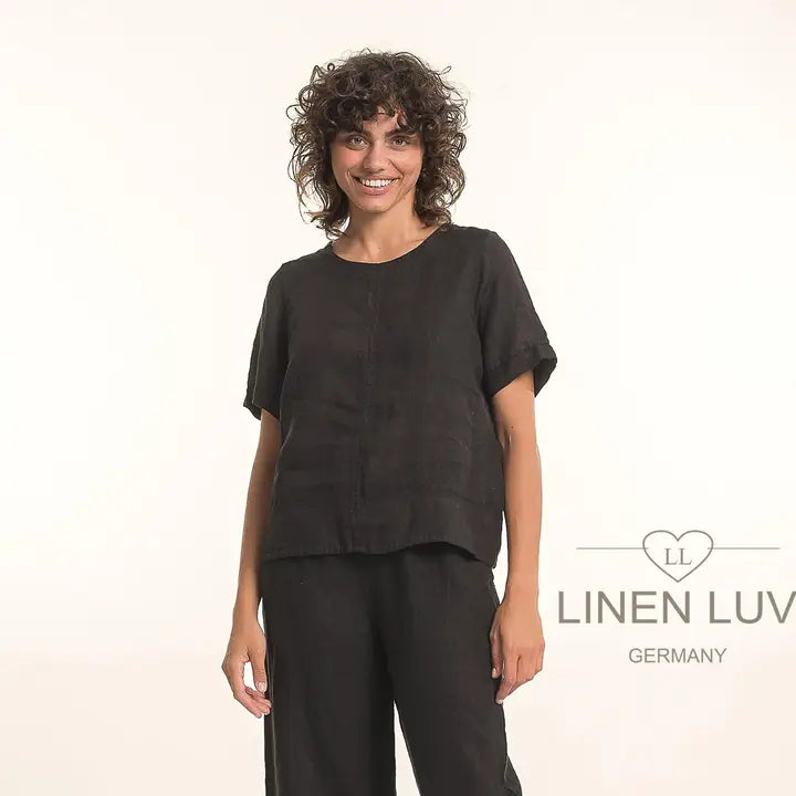 Linen Luv-TP1710-74-French Top Blouse-Nero - The Coach Pyramids