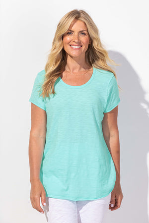 Habitat Escape Spring 2024-E10007S4-Scoop Neck T-Turquoise - The Coach Pyramids