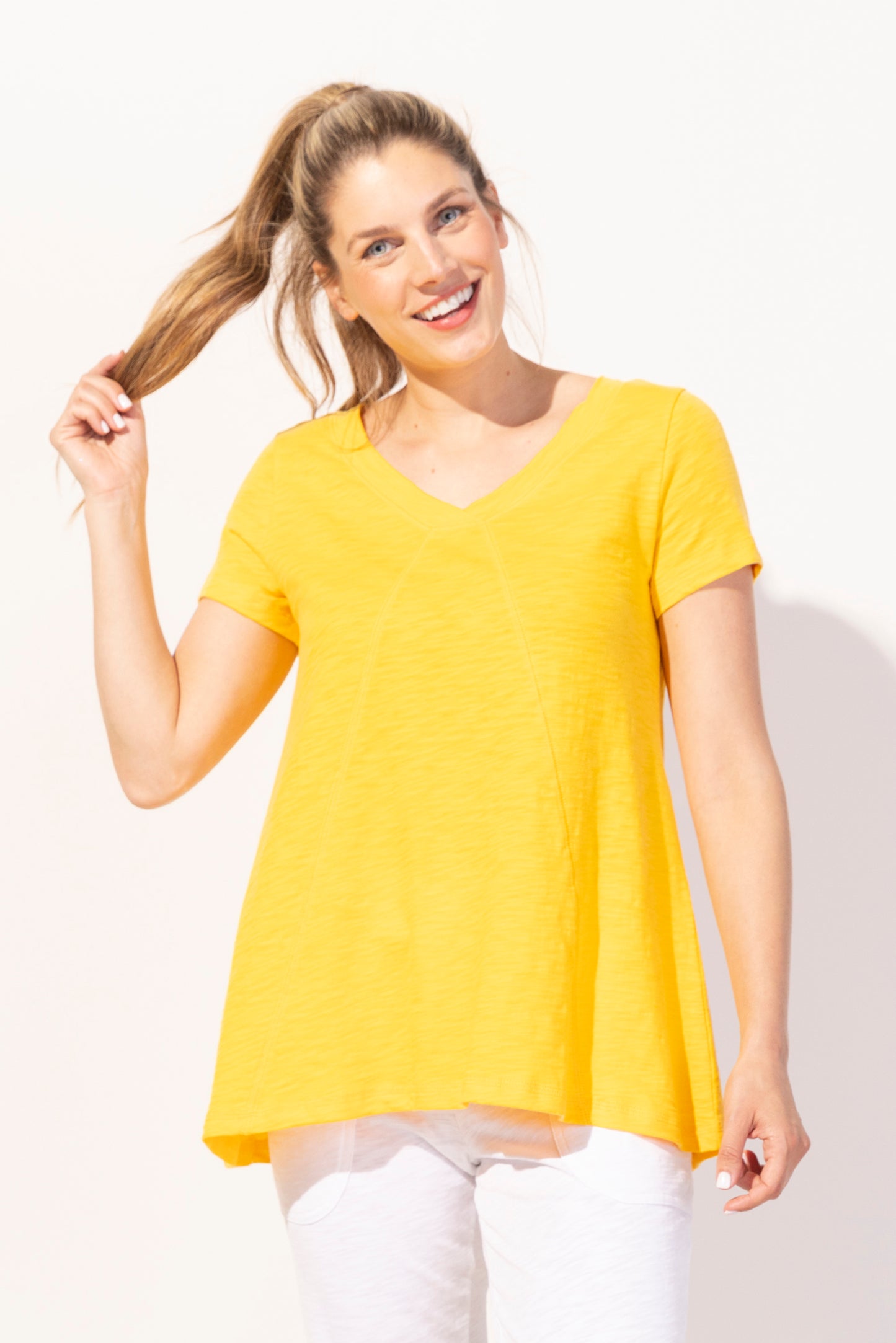 Habitat Escape Spring/Summer 2025-E10022S5-Pieced V Neck Tunic-Punch - The Coach Pyramids