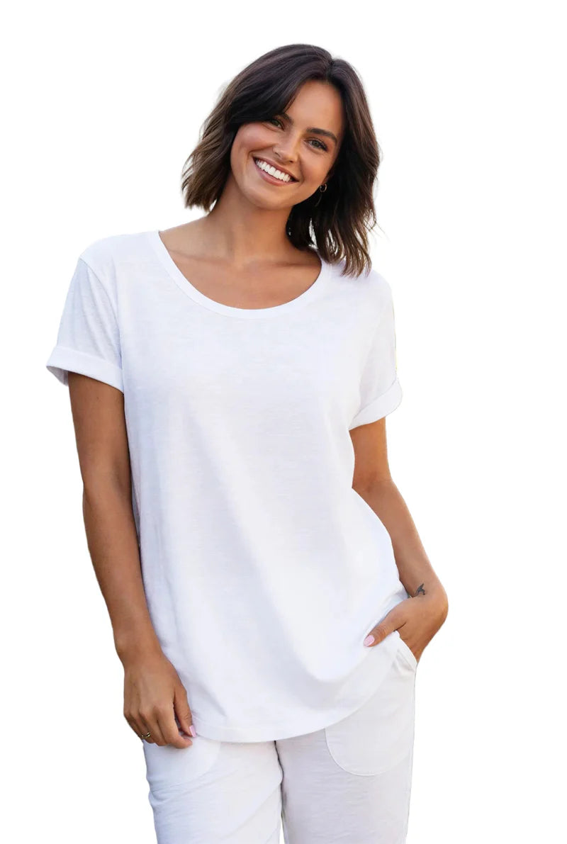 Habitat Escape-E10034-Cuff Sleeve Tee-White - The Coach Pyramids