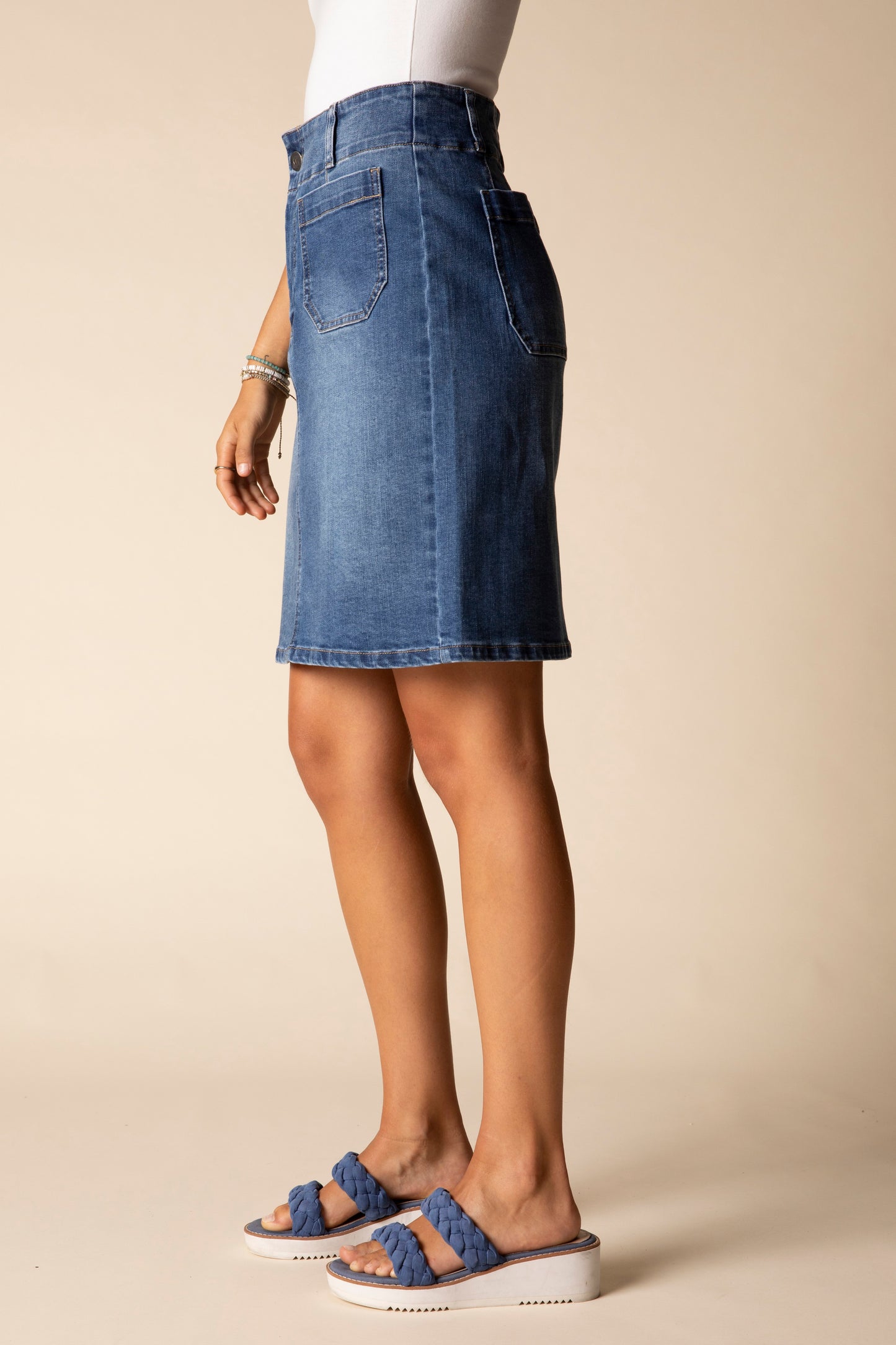 Habitat-H11451-Easy Straight Skirt-Medium Denim - The Coach Pyramids
