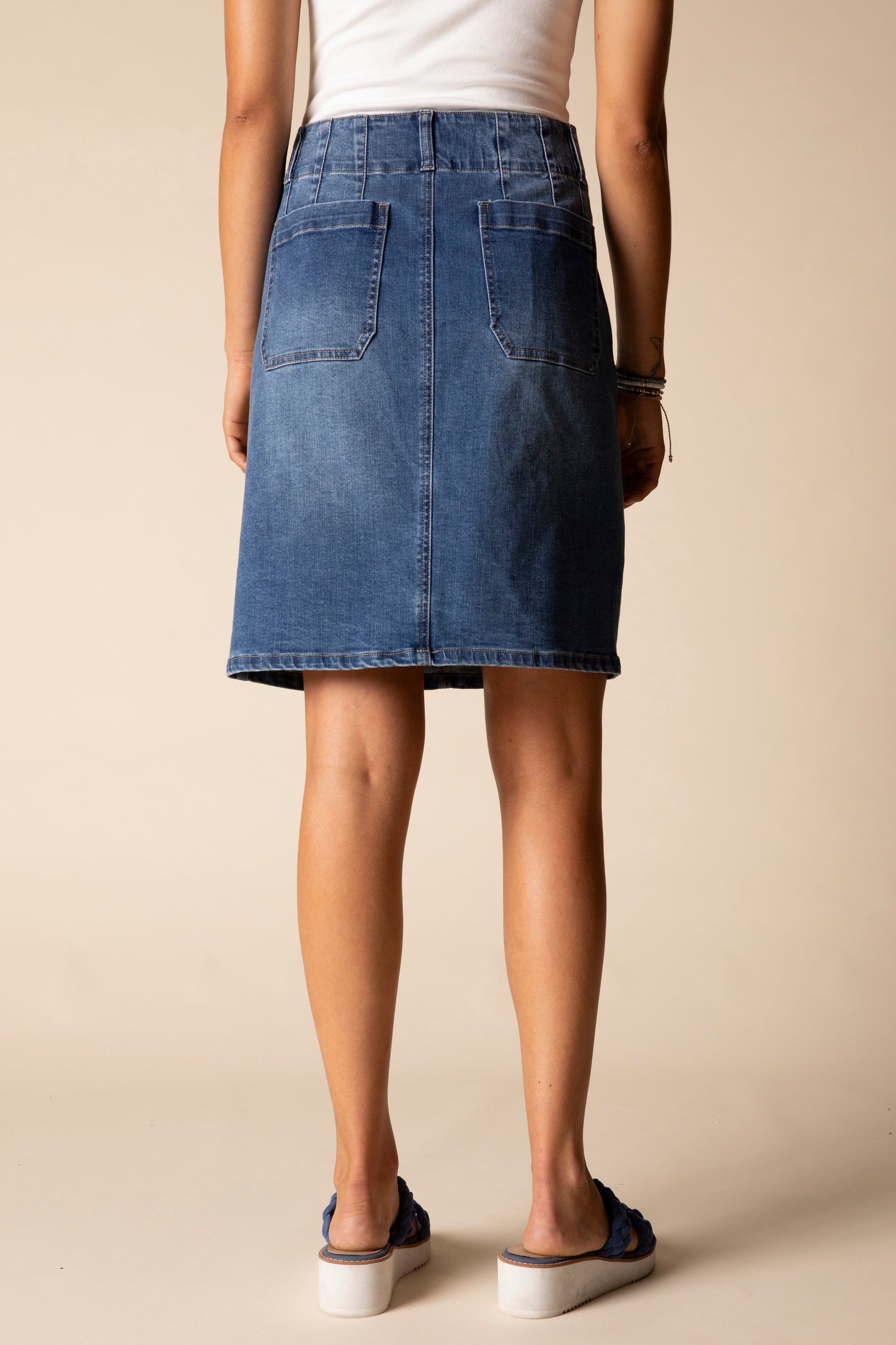 Habitat-H11451-Easy Straight Skirt-Medium Denim - The Coach Pyramids