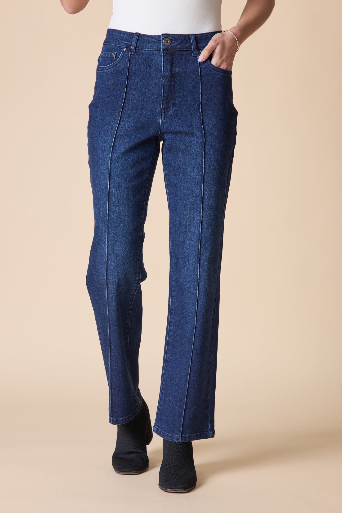 Habitat-H11466-Seamed Flare Pant-Dark Denim - The Coach Pyramids