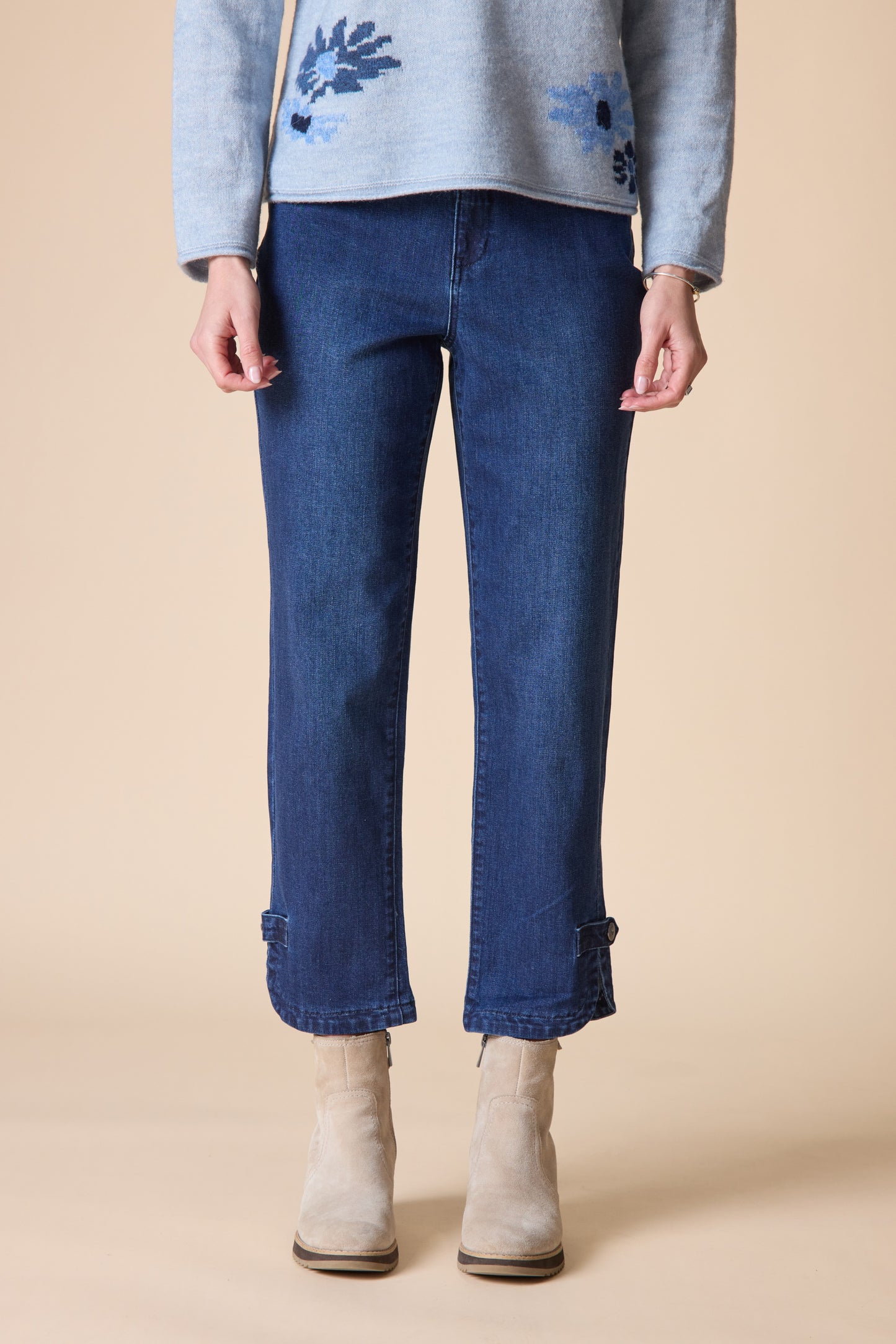 Habitat-H11476-Button Tab Hem Jean-DK Denim - The Coach Pyramids