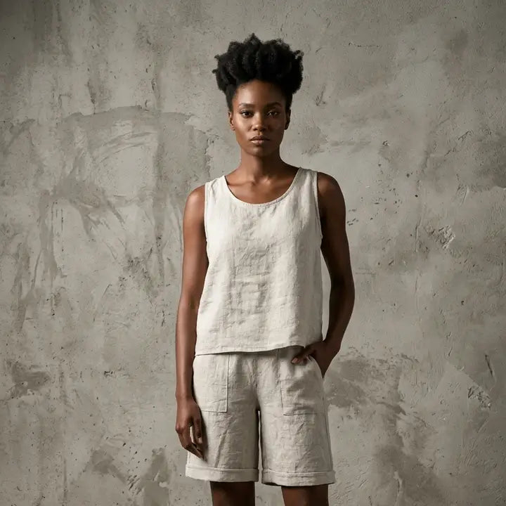 Linen Luv-TP1508-9-French Linen Top-Beige - The Coach Pyramids