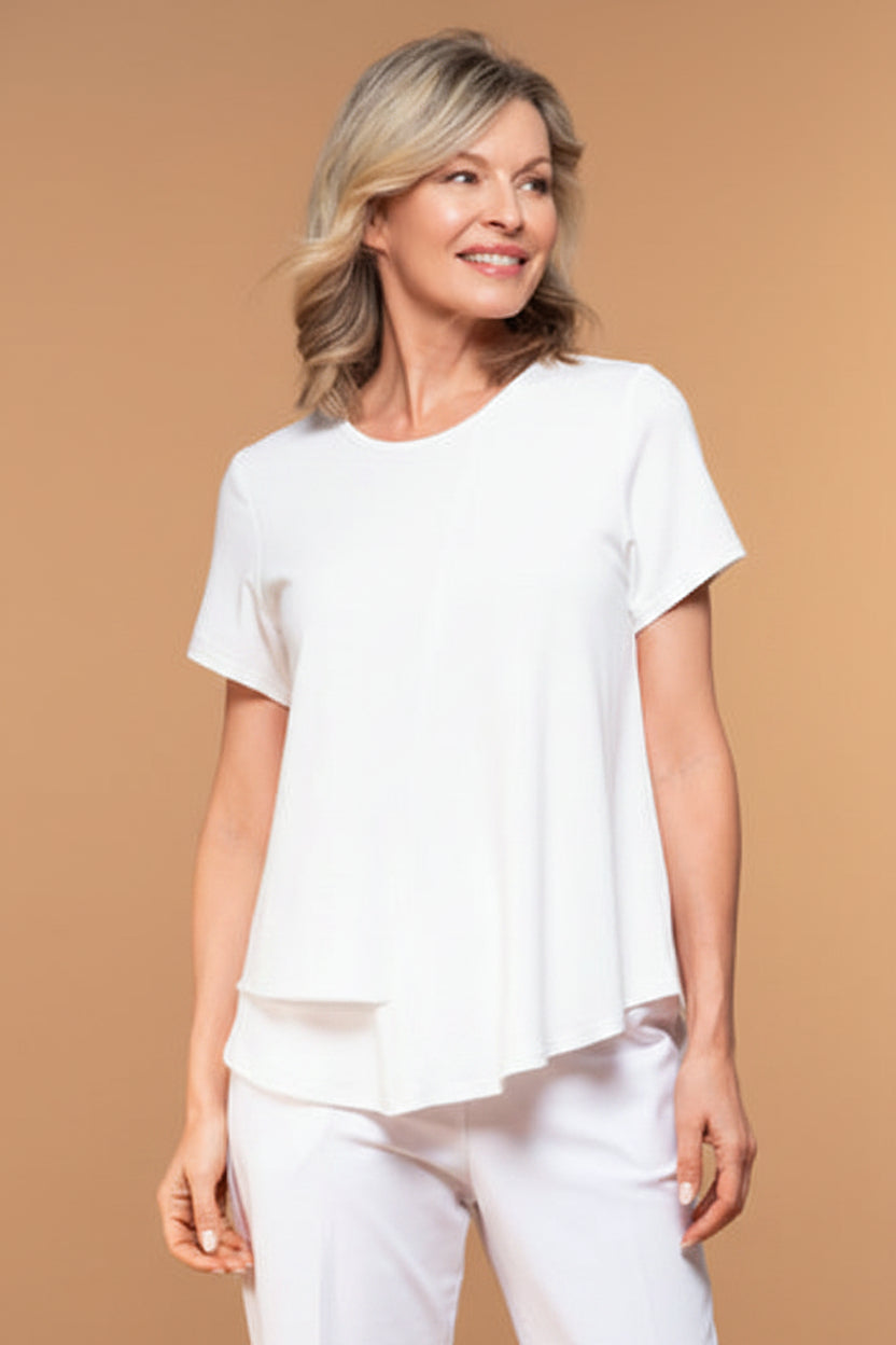 Lasania Sportswear Petite Fashions-Tee Top-1268P-White - The Coach Pyramids