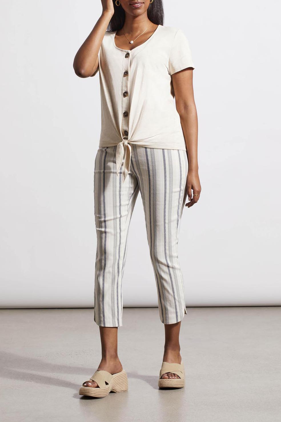 Tribal  Spring/Summer 2024-1326O-3740-Knot Hem Top-Muted Clay - The Coach Pyramids