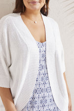 Tribal  Spring/Summer 2024-1354V-4425-Cocoon Cardigan-White - The Coach Pyramids