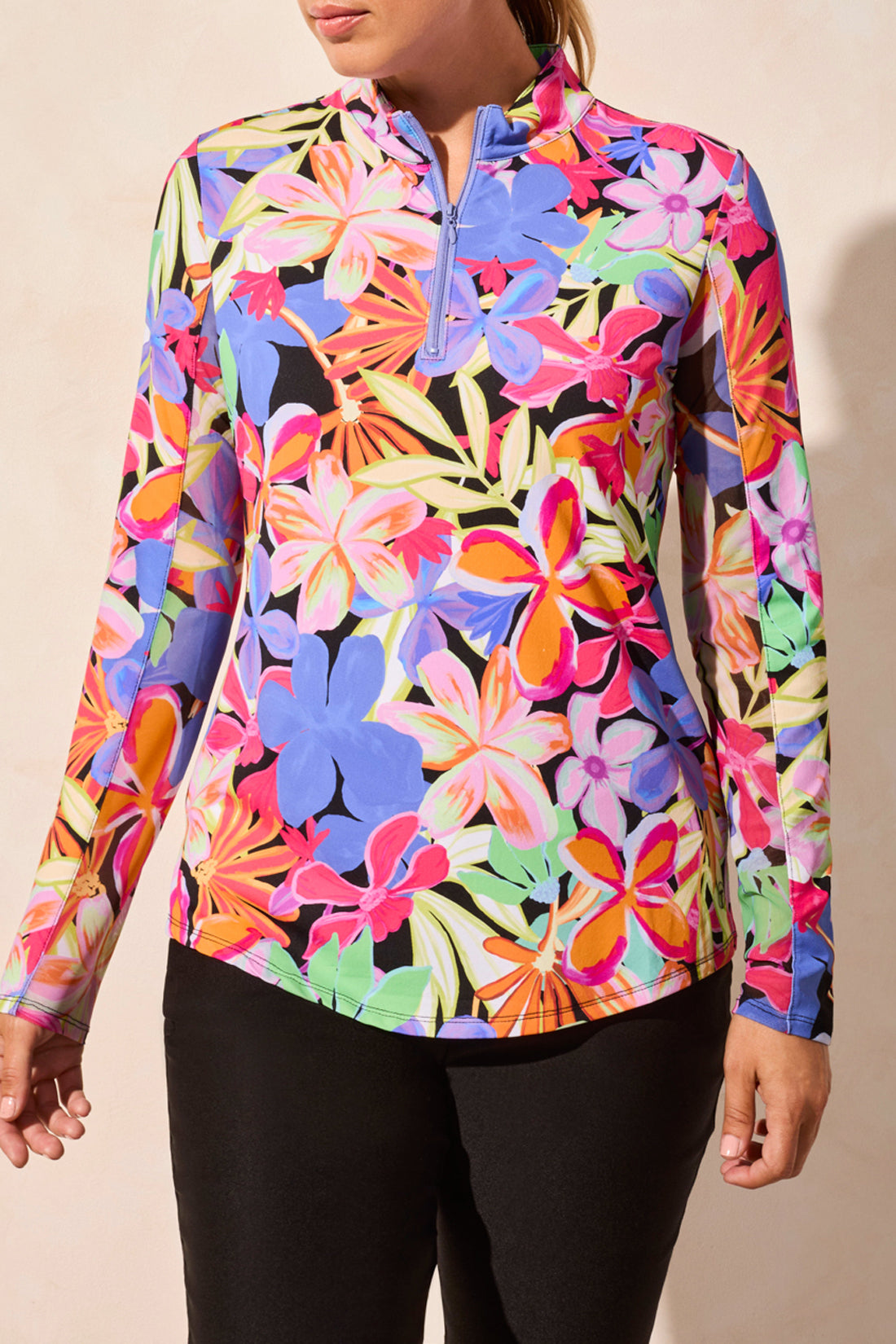 Tribal Spring/Summer 2025-1410O-3024-Performance Long Sleeve Top-Bloom - The Coach Pyramids