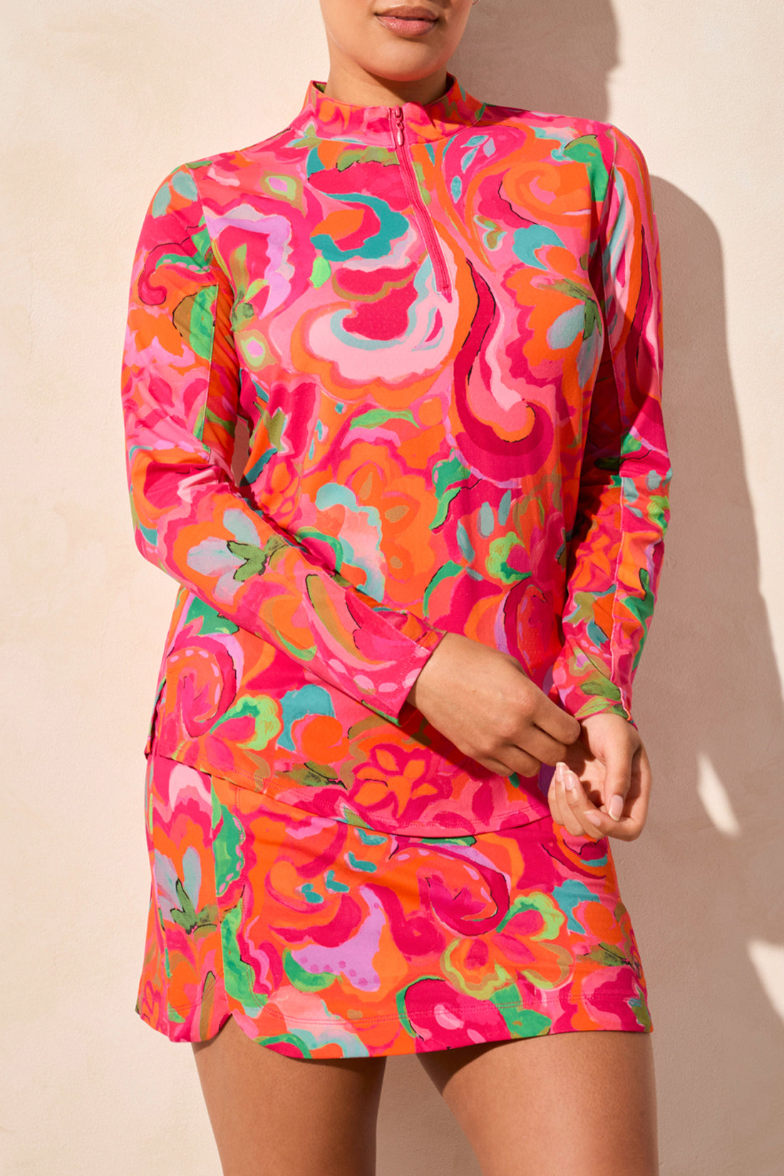 Tribal Spring/Summer 2025-1410O-3024-Performance Long Sleeve Top-Beet Root - The Coach Pyramids