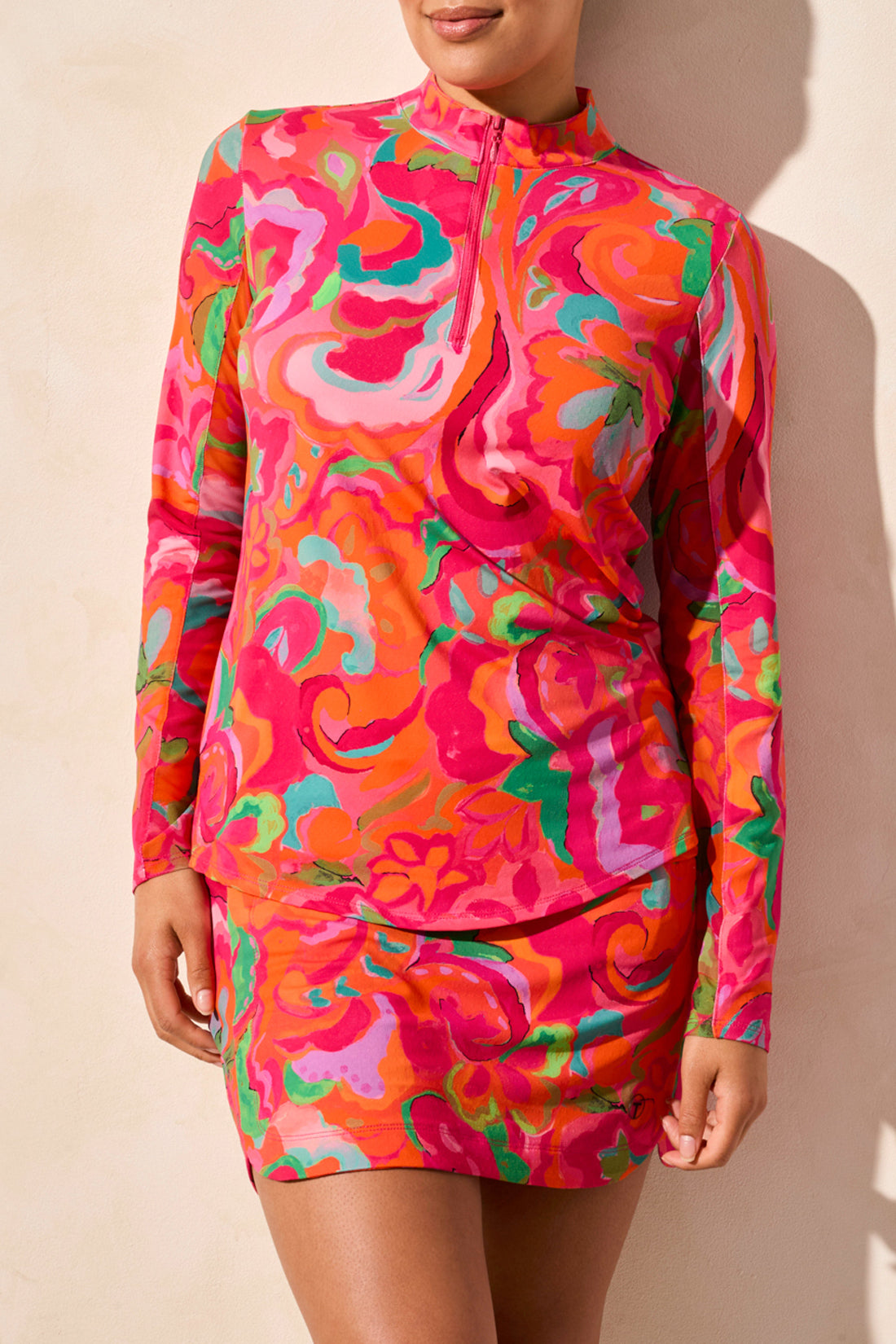 Tribal Spring/Summer 2025-1410O-3024-Performance Long Sleeve Top-Beet Root - The Coach Pyramids