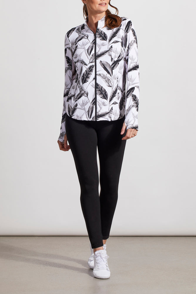 Tribal  Fall/Winter 2023-1411O/3024 - Mock Neck Cardigan- Black Leaf - The Coach Pyramids