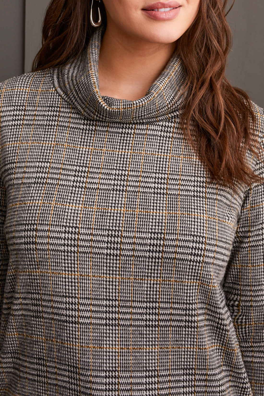 Tribal Fall 2024- 1453O/0219-Cowl Neck Top W/Zipper-Walnut - The Coach Pyramids
