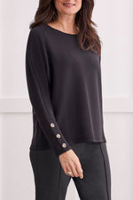 Tribal  Fall/Winter 2023-1457O/3390-Crew Neck Top-Black - The Coach Pyramids