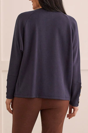 Tribal  Fall/Winter 2023-1457O/3390-Crew Neck Top-Sapphire - The Coach Pyramids