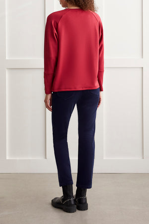 Tribal  Fall/Winter 2023-1457O/3390-Crew Neck Top-Tibetan Red - The Coach Pyramids