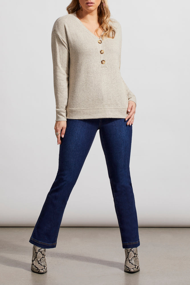 Tribal  Fall/Winter 2023-1463O/3641-Henley Top-Natural - The Coach Pyramids