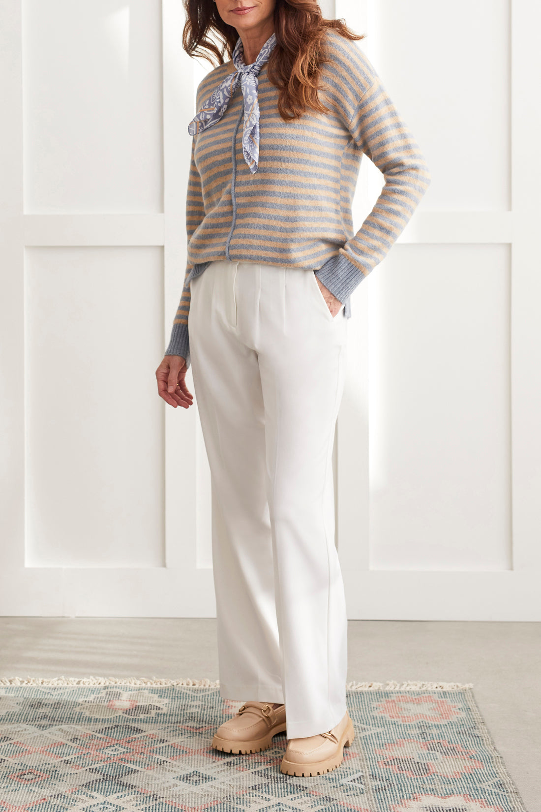 Tribal  Fall/Winter 2023-1489O/3166-Crew Neck Sweater-Blue Stone - The Coach Pyramids