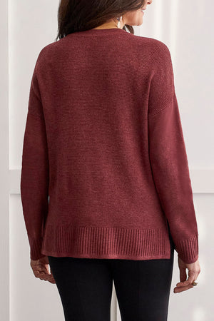 Tribal  Fall/Winter 2023-1491O/133-V Neck Sweater-Tibetan Red - The Coach Pyramids