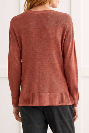 Tribal  Fall/Winter 2023-1491O/133-V Neck Sweater-Baked Clay - The Coach Pyramids