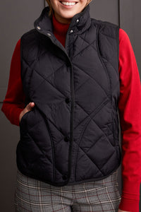 Tribal Fall 2024-1499O/0002-Quilted A Line Puffer Vest -Black - The Coach Pyramids
