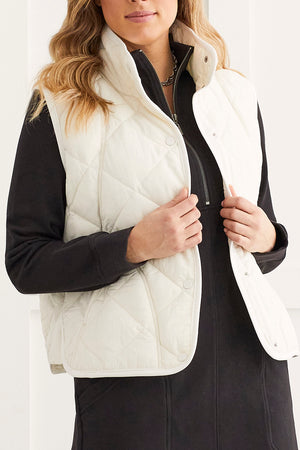 Tribal  Fall/Winter 2023-1499O/3823-Puffer Vest-Cream - The Coach Pyramids