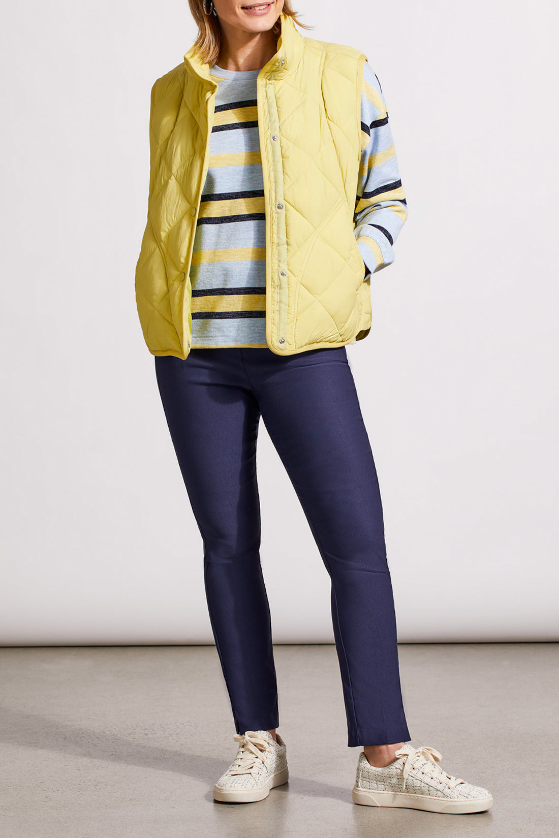 Tribal Fall 2024-1499O/0254-Quilted A Line Puffer Vest -Celery - The Coach Pyramids