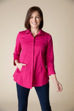 Habitat Fall 2024-H15019F4-Hiden Placket Shirt-Merlot