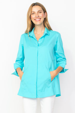 Habitat Spring 2024-H15019S4-Hidden Placket Shirt-Sea Glass - The Coach Pyramids