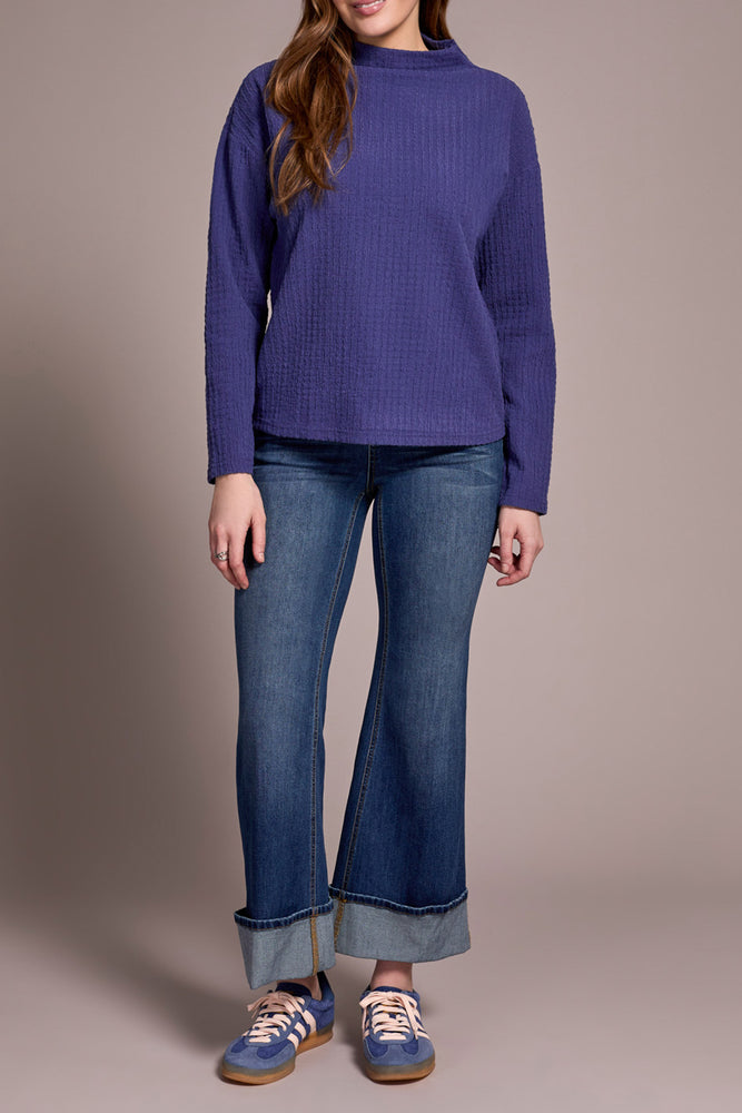 Tribal Fall 2025-1503O-8323-Long Sleeve Funnel Neck Dolman Top-Celestial - The Coach Pyramids