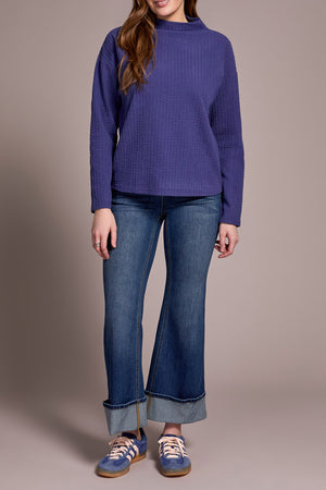 Tribal Fall 2025-1503O-8323-Long Sleeve Funnel Neck Dolman Top-Celestial - The Coach Pyramids