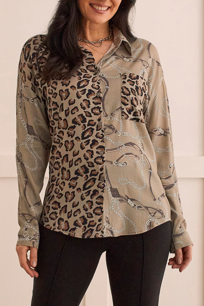 Tribal  Fall/Winter 2023-1512O/4572-Roll Up Blouse-Hunter - The Coach Pyramids