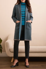 Tribal Fall 2025-1523O-8234-Long Sleeve Coatigan W/Pockets-Charcoal - The Coach Pyramids
