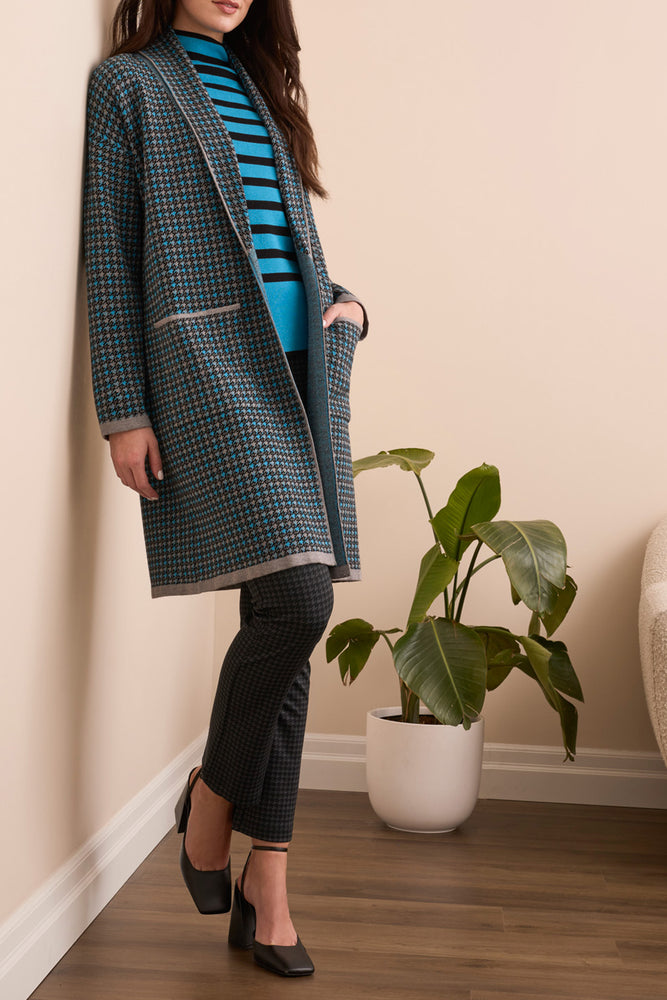Tribal Fall 2025-1523O-8234-Long Sleeve Coatigan W/Pockets-Charcoal - The Coach Pyramids
