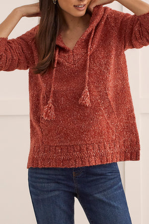 Tribal  Fall/Winter 2023-1529O/3818-Hoodie Sweater-Red Ochre - The Coach Pyramids