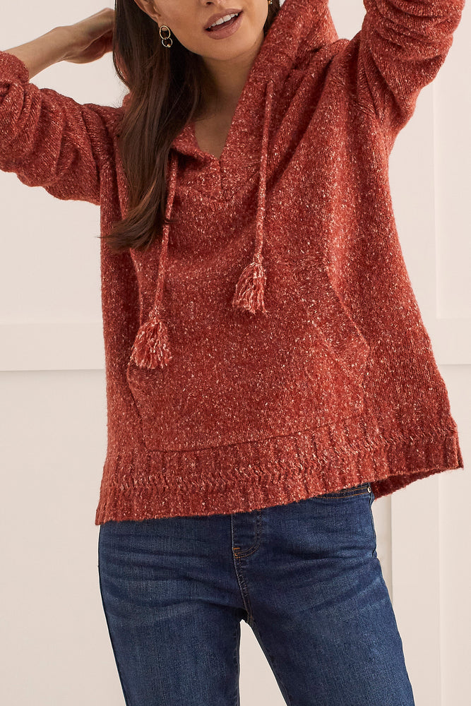 Tribal  Fall/Winter 2023-1529O/3818-Hoodie Sweater-Red Ochre - The Coach Pyramids