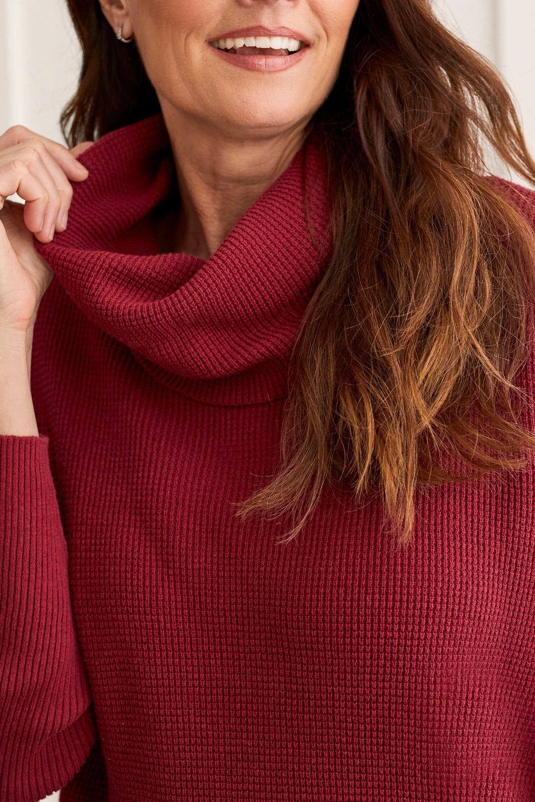 Tribal  Fall/Winter 2023-1533O/576-Cowl Neck Sweater-Tibetan Red - The Coach Pyramids
