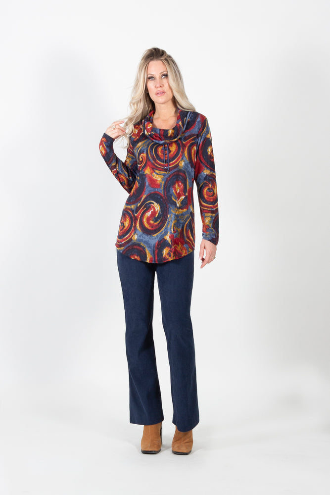 Pure Essence Fall/Winter 2024-154-4534-Top-Denim/Nutmeg/Poppy