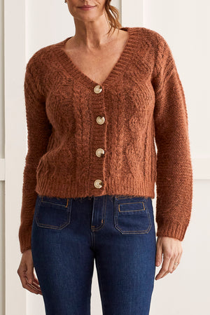 Tribal  Fall/Winter 2023-1540O/3621-Sweater Cardigan-Copper - The Coach Pyramids