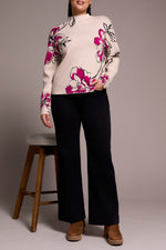 Tribal Fall 2025-1542O-8012-Knit Jacquard Funnel Neck Sweater-Pink Flambe - The Coach Pyramids