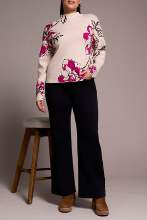Tribal Fall 2025-1542O-8012-Knit Jacquard Funnel Neck Sweater-Pink Flambe - The Coach Pyramids
