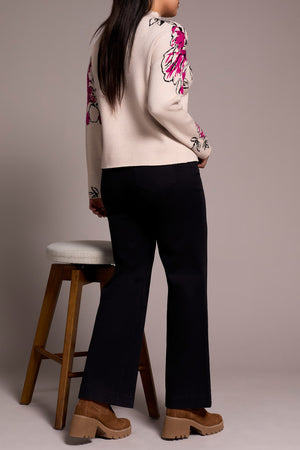 Tribal Fall 2025-1542O-8012-Knit Jacquard Funnel Neck Sweater-Pink Flambe - The Coach Pyramids